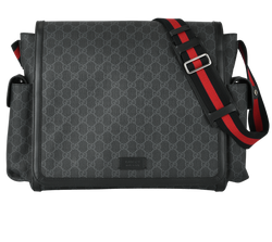 GG Supreme Diaper Bag, Canvas, Black, 525040, S, 3*